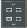 RiteAV 1 Port Coax Cable TV- F-Type 3 Port Cat6 Ethernet Wall Plate - Stainless Steel view 1