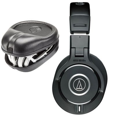 Audio-Technica ATH-M40x Monitor Headphones with SLAPPA SL-HP-07 Full Sized HardBody PRO Headphone Case