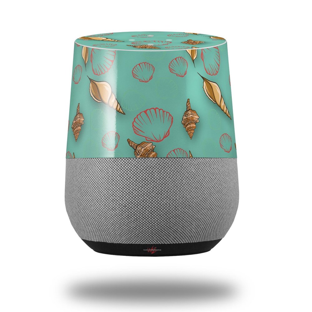 Decal Style Skin Wrap for Google Home Original - Sea Shells 02 Seafoam Green (Google Home NOT Included) by WraptorSkinz