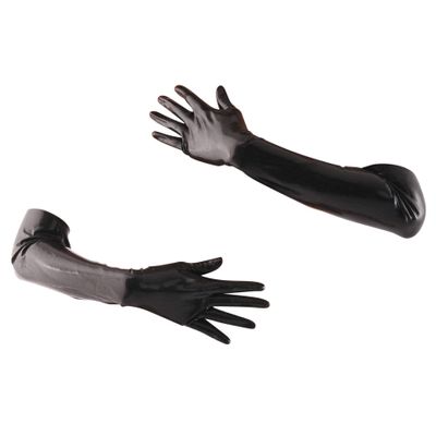 Chlorinated Latex Mid Gloves (Elbow Length) Fetish - Black (Large - Washed & Shined)