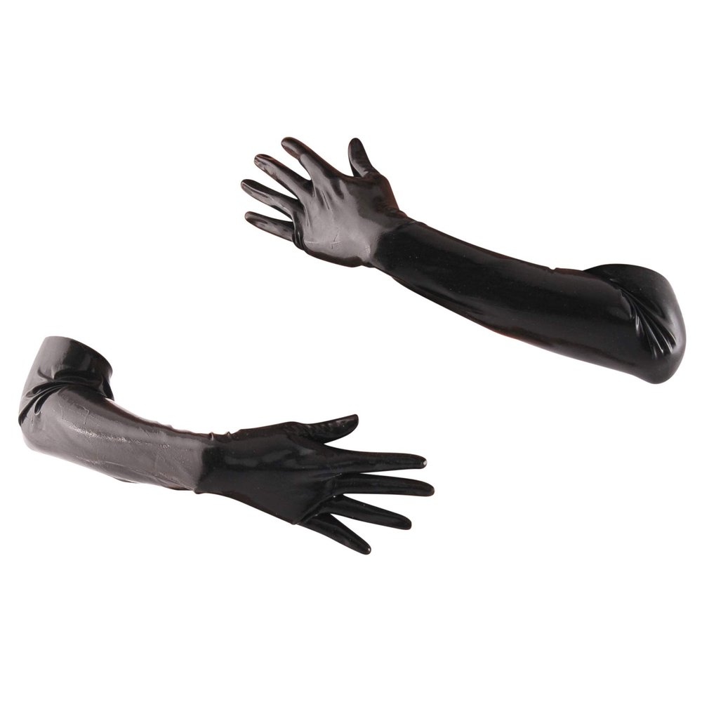 Chlorinated Latex Mid Gloves (Elbow Length) Fetish - Black (Large - Washed & Shined)
