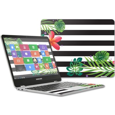 MightySkins Skin Compatible with Samsung Chromebook Plus 12.3"(2017 - Tropical Stripes | Protective, Durable, and Unique Vinyl wrap Cover | Easy to Apply, Remove, and Change Styles | Made in The USA