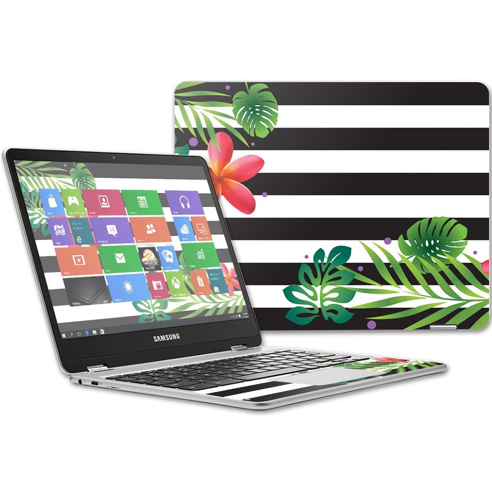 MightySkins Skin Compatible with Samsung Chromebook Plus 12.3"(2017 - Tropical Stripes | Protective, Durable, and Unique Vinyl wrap Cover | Easy to Apply, Remove, and Change Styles | Made in The USA