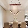 Farmhouse Pendant Lights Kitchen Island, Kitchen Light Fixtures, Rustic Dining Room Light Fixture with 8 E26 Bulb Sockets, Black Metal and Wood Beam Ceiling Pendant Light Fixtures, Hanging Lights view 3