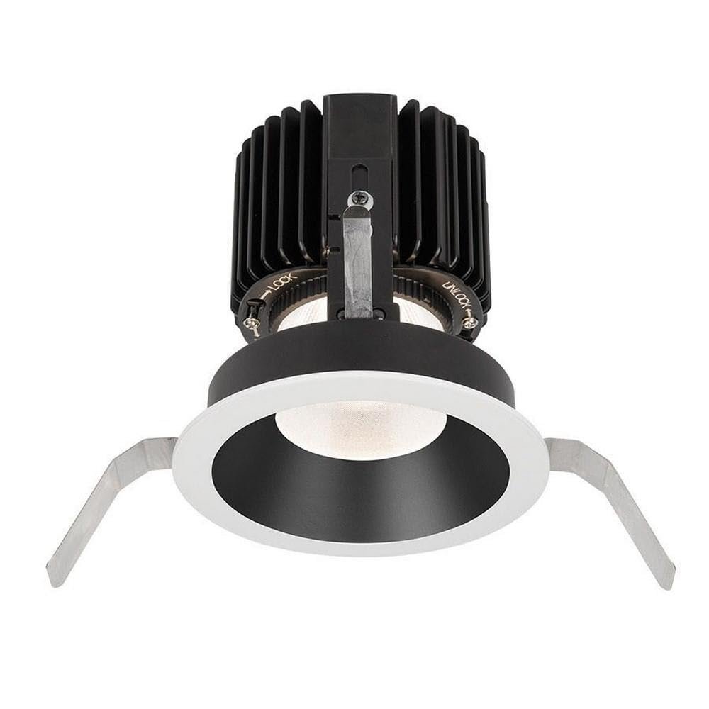 WAC Lighting R4RD1T-N830-BKWT Volta - 5.75" 36W 25 3000K 85CRI 1 LED Round Shallow Regressed Trim with LED Light Engine, Black White Finish with Textured Glass