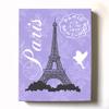 Modern Paris Eiffel Tower - Unique Paisley & Lovebirds Stretched Canvas Nursery Decor - Wall Art that Makes a Memorable Baby Gift - Wooden Frame Construction - Ready to Hang 20X24 view 1