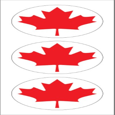 Canadian Canada Flag Hard Hat Sticker, Decal, Label Tool Lunch Box Helmet Maple Leaf Red (Pack of 3) 2" Round