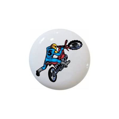 Design #05 - Motocross Dirt Bike Motorcycle - DECORATIVE Glossy CERAMIC Cupboard Cabinet PULLS Dresser Drawer KNOBS
