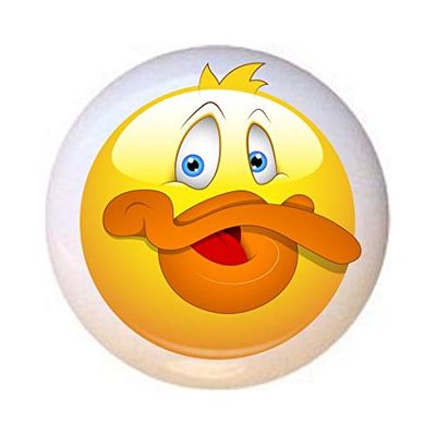 Smiley Duck Face Yellow - Ducks - DECORATIVE Glossy CERAMIC Cupboard Cabinet PULLS Dresser Drawer KNOBS