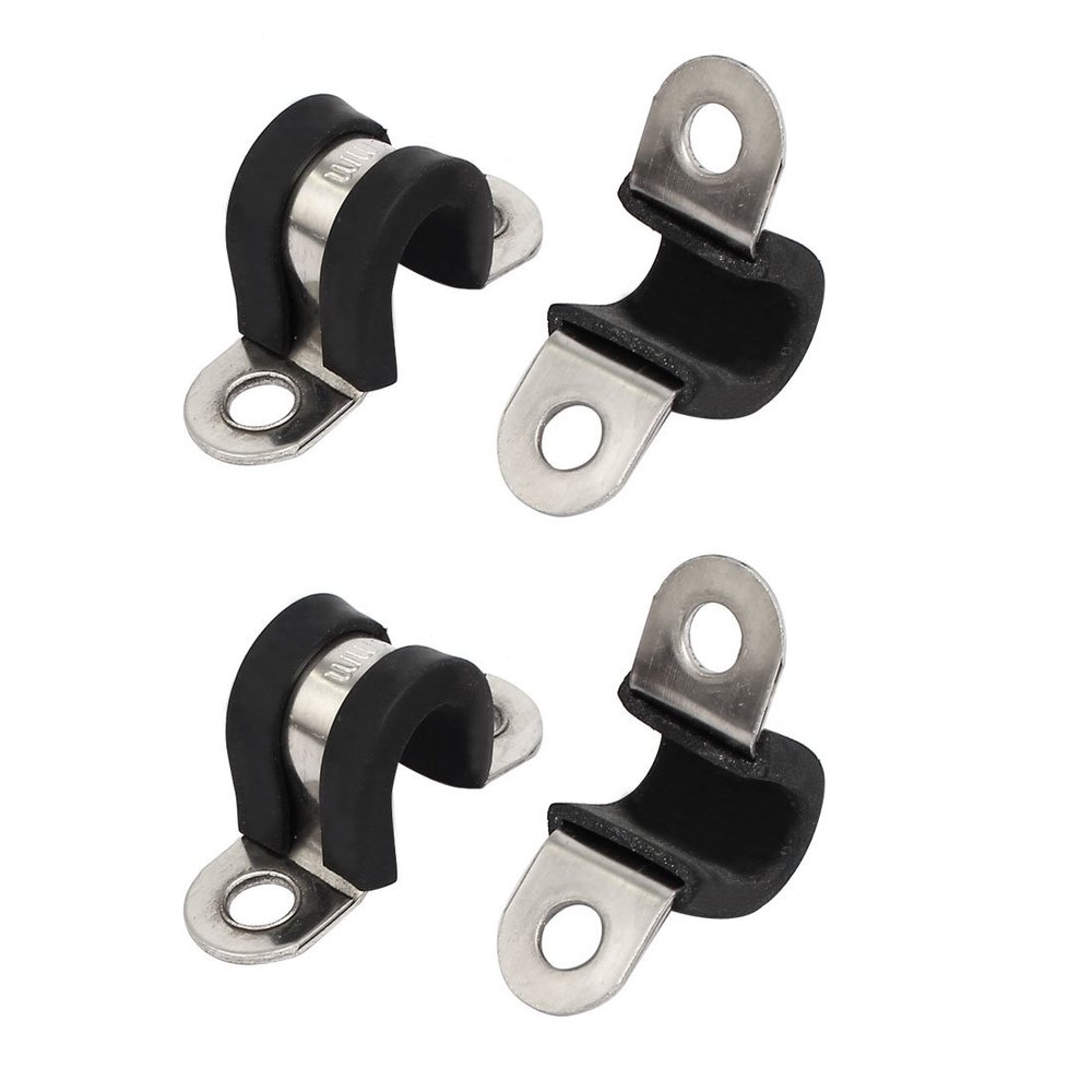 uxcell 8mm Dia Rubber Lined U Shaped 304 Stainless Steel Pipe Clip Hose Clamp 4pcs