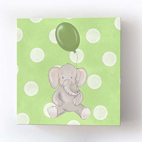 Whimsical Elephant Balloon Party Theme - Polka Dot Stretched Canvas Nursery Decor - Wall Art that Makes a Memorable Baby Gift Idea - Wooden Frame Construction - Ready to Hang 30X30