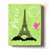 Modern Paris Eiffel Tower - Unique Paisley & Lovebirds Stretched Canvas Nursery Decor - Wall Art that Makes a Memorable Baby Gift - Wooden Frame Construction - Ready to Hang 16X20 view 1