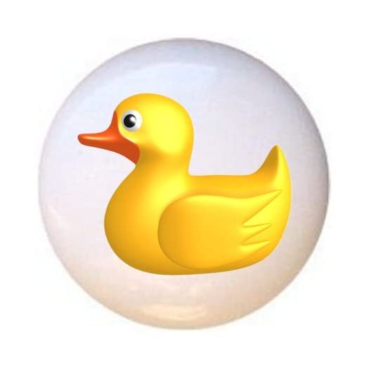 Rubber Ducky Design #2 Bath - Ducks - DECORATIVE Glossy CERAMIC Cupboard Cabinet PULLS Dresser Drawer KNOBS