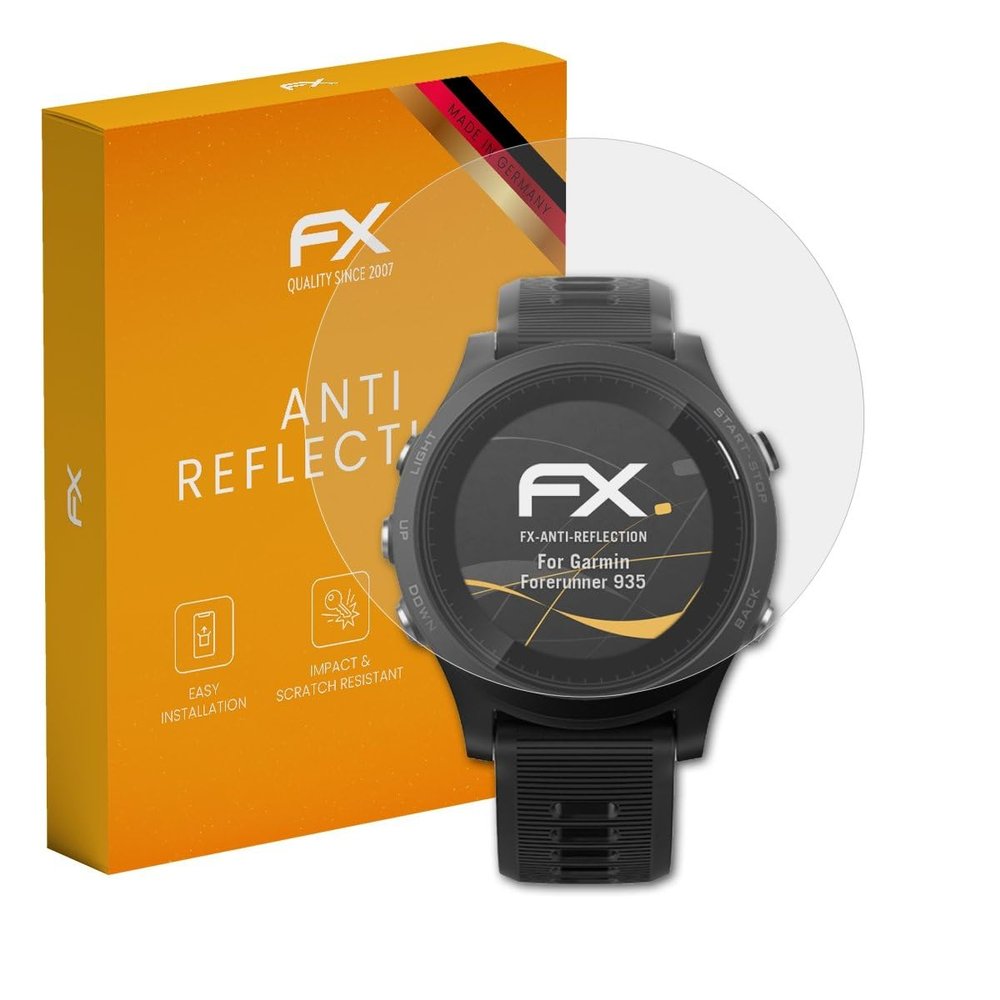 atFoliX Screen Protector compatible with Garmin Forerunner 935 Screen Protection Film, anti-reflective and shock-absorbing FX Protector Film (3X)