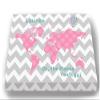 Dr Seuss, Personalized Canvas Nursery Chevron World Map, Customized Baby Name Wall Art Decor, Unique Educational Painting, Memorable Boys & Girls Gift, Giclee Print Stretched on Wood Frame 16X20 view 3