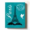 Modern Paris Eiffel Tower - Unique Paisley & Lovebirds Stretched Canvas Nursery Decor - Wall Art that Makes a Memorable Baby Gift - Wooden Frame Construction - Ready to Hang 11X14 view 1