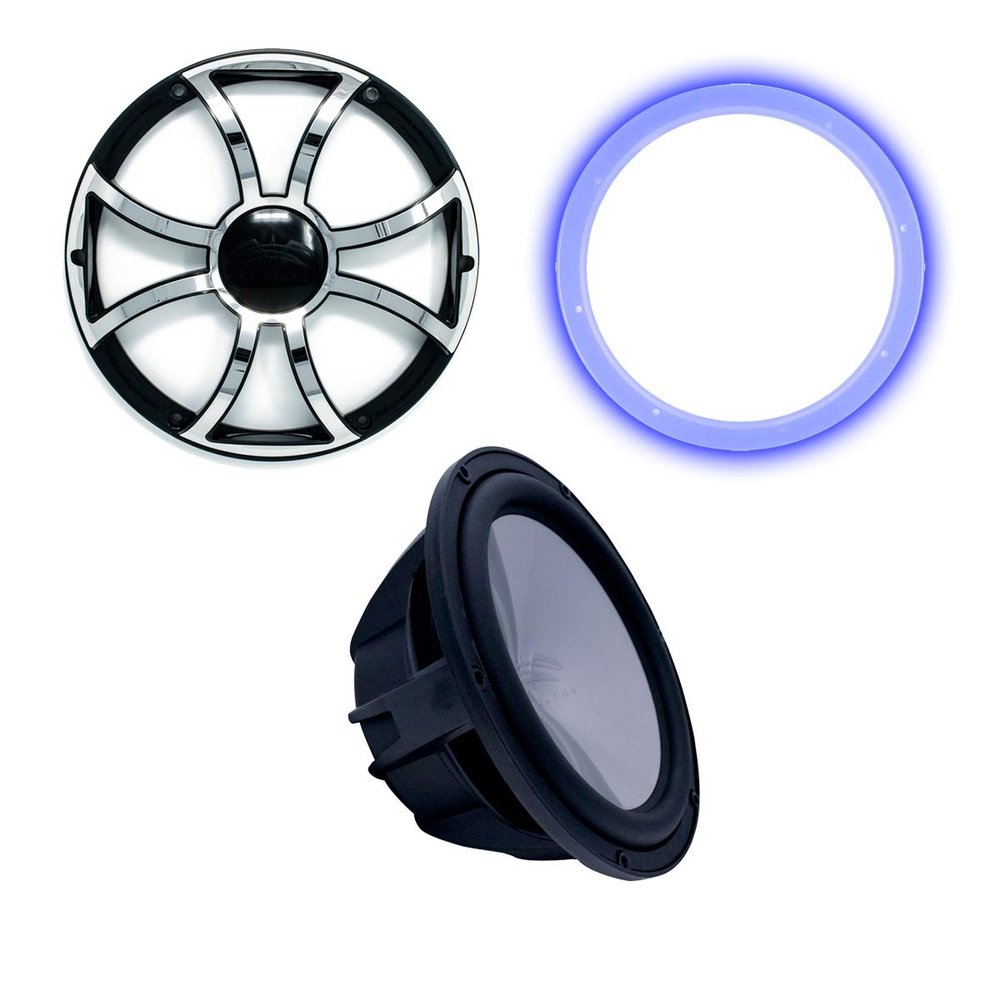 Wet Sounds REVO10 High Power S4-B Revo 10" Sub with LED Ring & Grill - Black Subwoofer & Black Grill with Steel Inserts