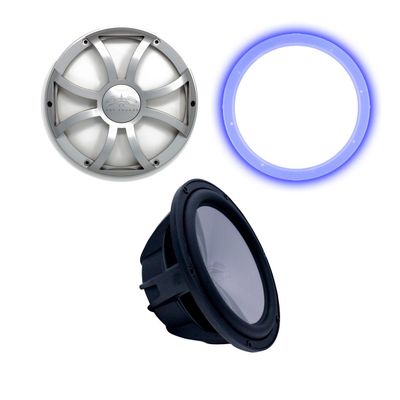 Wet Sounds REVO10 High Power S4-B Revo 10" Sub with LED Ring & Grill - Black Subwoofer & Silver XS Grill
