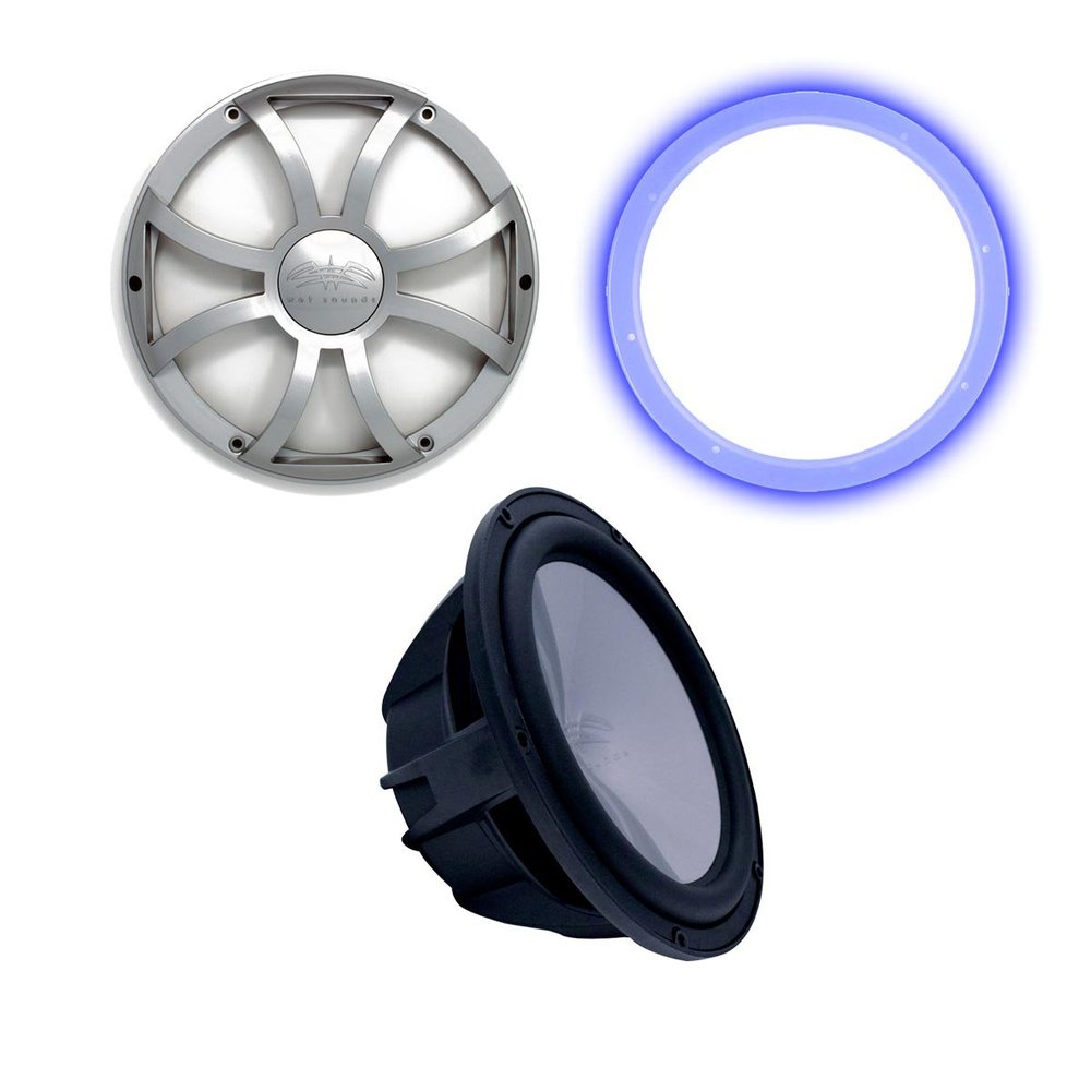 Wet Sounds REVO10 High Power S4-B Revo 10" Sub with LED Ring & Grill - Black Subwoofer & Silver XS Grill