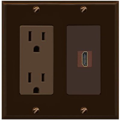 RiteAV Custom HDMI Wall Plate 1 Port - Outlet [Brown/Brown]