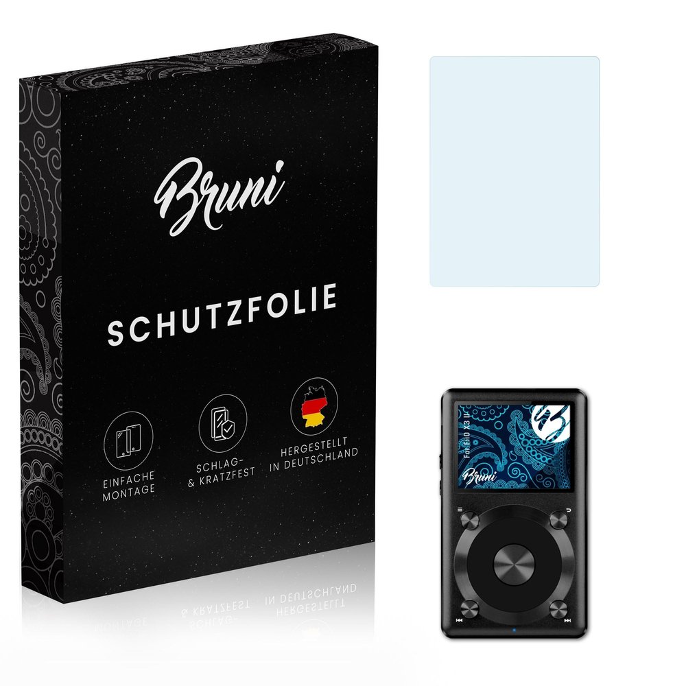 Bruni Screen Protector compatible with FiiO X3 II Protector Film, crystal clear Protective Film (2X)
