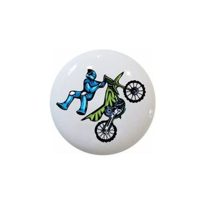 Design #03 - Motocross Dirt Bike Motorcycle - DECORATIVE Glossy CERAMIC Cupboard Cabinet PULLS Dresser Drawer KNOBS