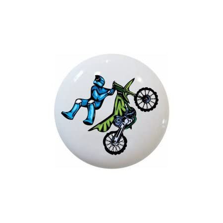 Design #03 - Motocross Dirt Bike Motorcycle - DECORATIVE Glossy CERAMIC Cupboard Cabinet PULLS Dresser Drawer KNOBS