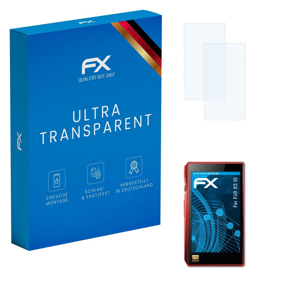 atFoliX Screen Protection Film compatible with FiiO X5 III Screen Protector, ultra-clear FX Protective Film (Set of 3)
