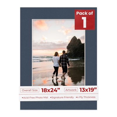 13x19 Mat for 18x24 Frame - Precut Mat Board Acid-Free Show Kit with Backing Board, and Clear Bags Navy 13x19 Photo Matte Made to Fit a 18x24 Picture Frame Matboard for Framing, Pack of 1 Mat