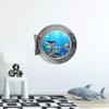 12 inch Porthole Window Wall Sticker Mermaid and Sea Turtle 1 Silver Port Scape Decal Ocean Fantasy Tropical Reef Sea Life Kids Room Decor Peel and Stick Vinyl view 2