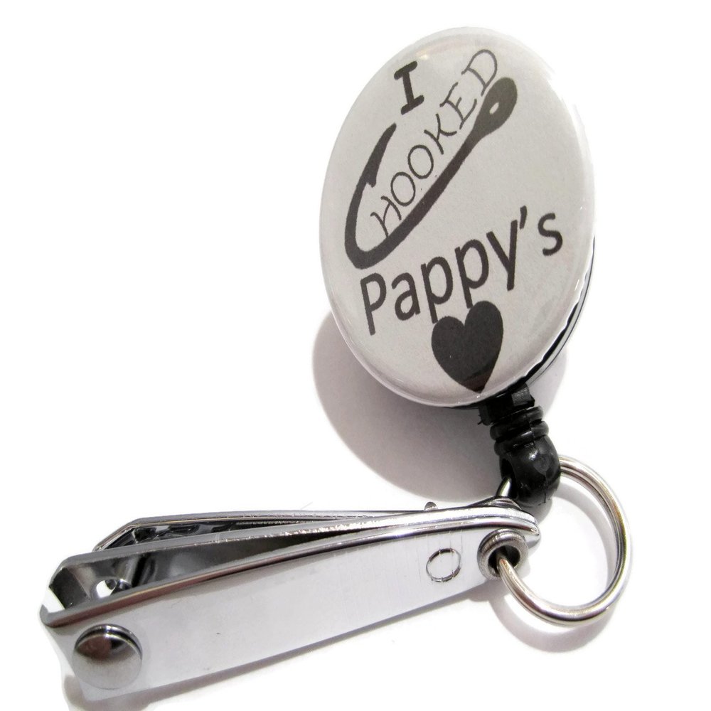 ATLanyards I Hooked Pappy's Heart Fishing Cutters, Pappy Fishing Line Nippers, Gift for Pappy, Gray 99