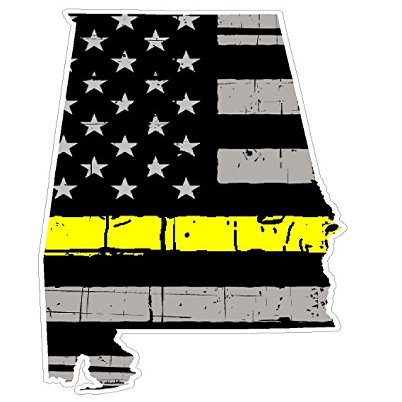 Alabama State (E3) Thin Yellow Line Dispatch Vinyl Decal Sticker Car/Truck Laptop/Netbook Window 5" Inch- by CustomDecal US