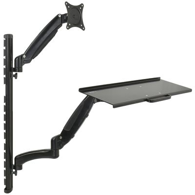 VIVO Black Sit-Stand Wall Mount Counterbalance Height Adjustable Monitor and Keyboard Workstation for Screens up to 27 inches STAND-SIT1K