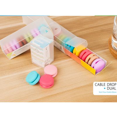 AnnodaHulo Macarons Designed Wire Holder Line Fixer USB Charger Cord Desk CableDrop Organizer (3 Pcs Random Color)