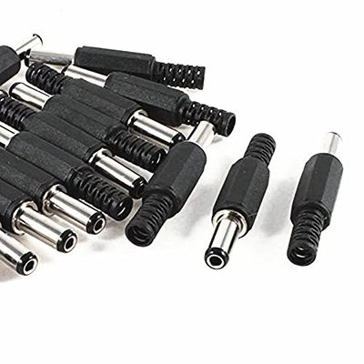 10 Pcs Black 2.5mm x 5.5mm DC Power Male Plug Jack Adapter connector