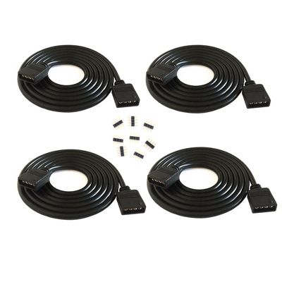 HUALAND 4pcs Black 1M 3.28ft 4 Color RGB Extension Cable LED Strip Connector Extension Cable Cord Wire 4 Pin LED Connector for SMD 5050 3528 2835 RGB Light Strip (4 PCS)