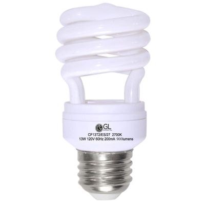 Goodlite G-10843 13-Watt CFL 60 Watt Replacement 900-Lumen T2 Spiral Light Bulb 12,000 Hour Life Daylight (Case of 25)