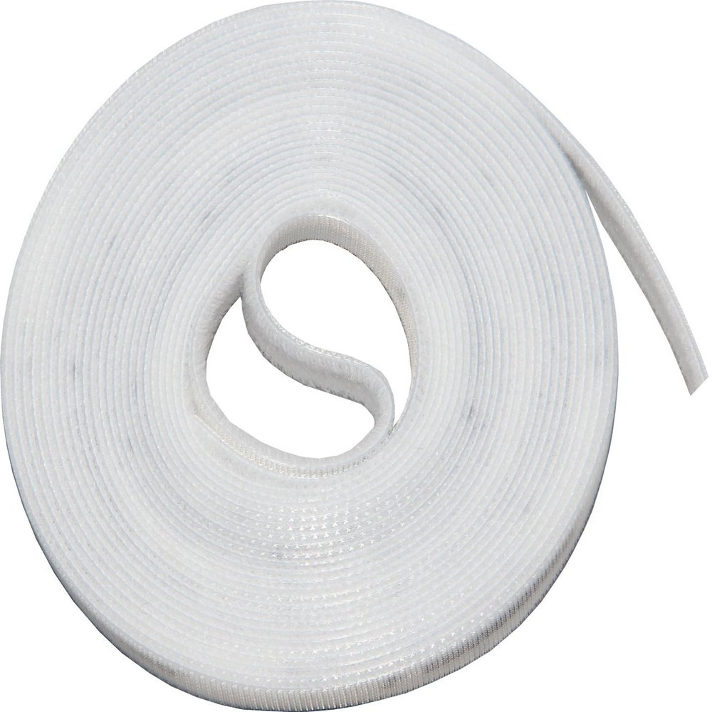 16ft x 1/2 inch Hook Loop Cable Ties Roll | ENVISIONED Multipurpose Fastening Reusable Straps | Cut-To-Length Self Gripping Fastener | Cable Management Tape (White)