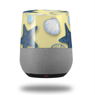 Decal Style Skin Wrap for Google Home Original - Starfish and Sea Shells Yellow Sunshine (Google Home NOT Included) by WraptorSkinz