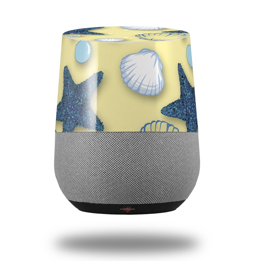 Decal Style Skin Wrap for Google Home Original - Starfish and Sea Shells Yellow Sunshine (Google Home NOT Included) by WraptorSkinz