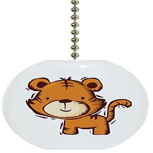 Kids Tiger Solid Ceramic Fan Pull