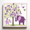 Whimsical Elephant & Lovebirds Garden - Checkerboard Stretched Canvas Nursery Decor - Wall Art that Makes a Memorable Baby Gift Idea - Wooden Frame Construction - Ready to Hang 8X10 view 1