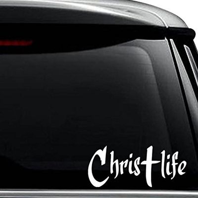 Christ Life Cross Christian Decal Sticker For Use On Laptop, Helmet, Car, Truck, Motorcycle, Windows, Bumper, Wall, and Decor Size- [12 inch] / [30 cm] Wide / Color- Gloss Black
