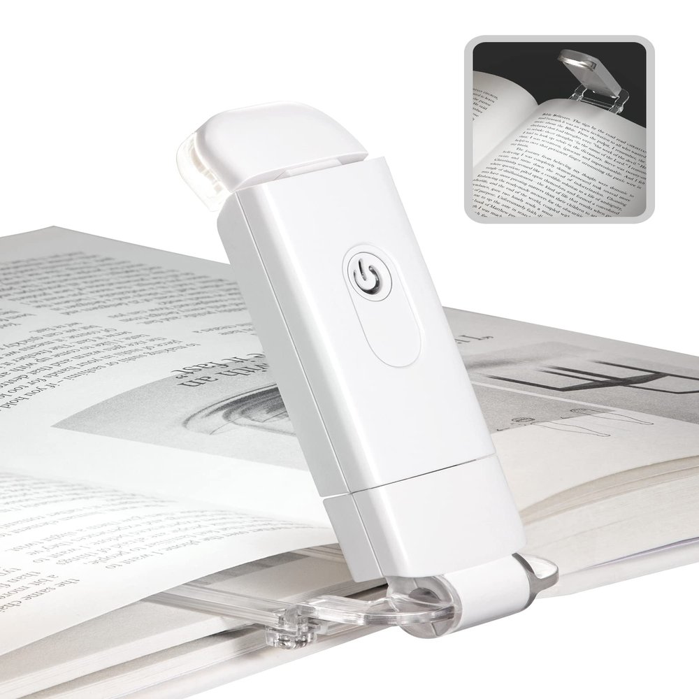 DEWENWILS Book Reading Light with Clip, USB Rechargeable Booklight (White)