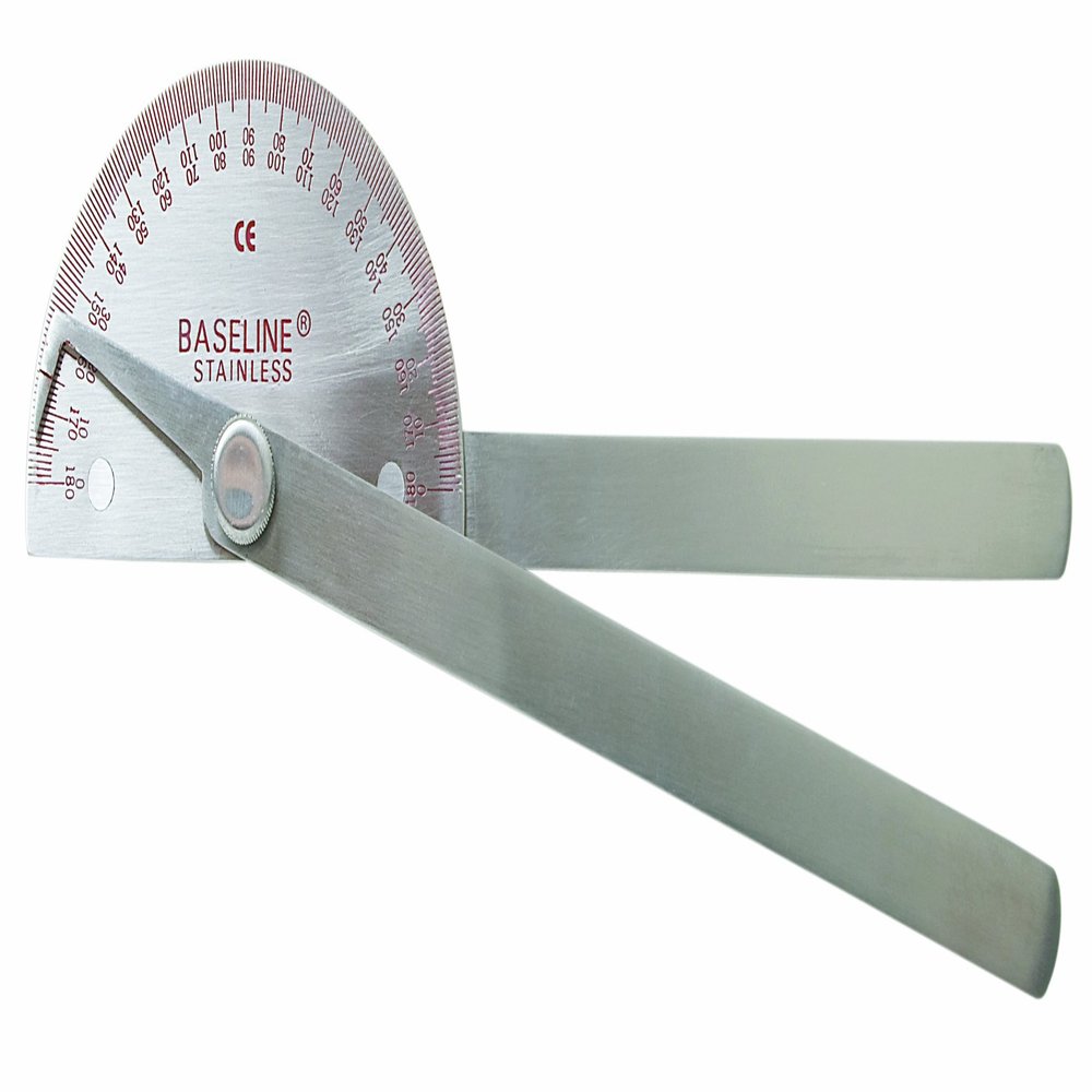 FEI 12-1040 Baseline Goniometer, 180 Degree Range, 8" Legs, Stainless Steel