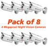 4 Megapixel Bullet 3.6mm 265' Night Vision Smart IR WDR (8 Camera Pack) view 1
