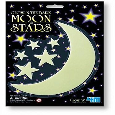 2 Pack of Glow-in-The-Dark Moon and Stars - 1 Moon/12 Stars