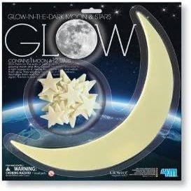 4 Pack of Glow-in-The-Dark Moon and Stars - 1 Moon/12 Stars