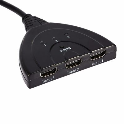 HDMI Switch 3 Port with 1080P Fixed 3FT Pigtail Cable Supports 3D, HD Audio