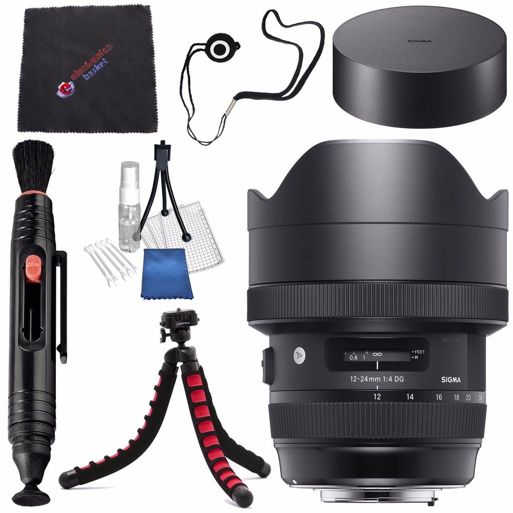 Sigma 12-24mm f/4 DG HSM Art Lens for Nikon F #205955 + Lens Pen Cleaner + Microfiber Cleaning Cloth + Lens Capkeeper + Deluxe Cleaning Kit + Flexible Tripod Bundle (International Model No Warranty)